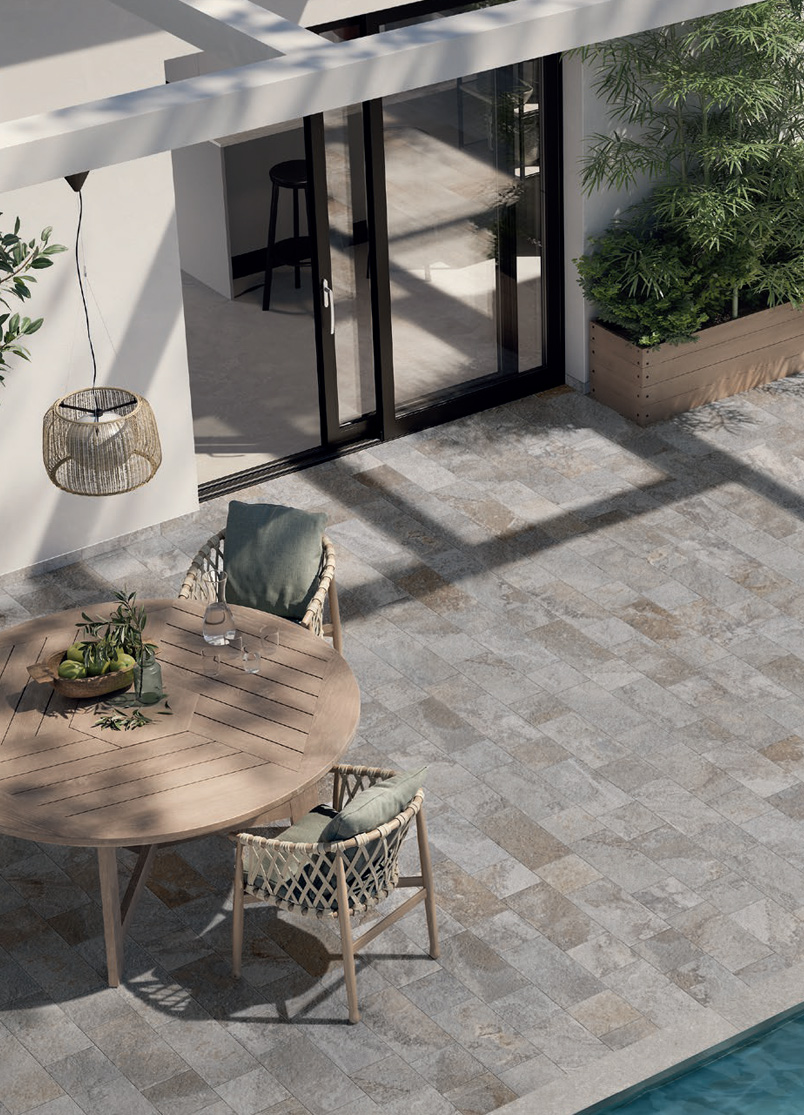 Rust Grey Nat. 20x40 / 20x20 + Rust Grey Battiscopa 6x40 Externa Quarzite Serie Effetto Pietra Emilceramica Piastrelle & Mosaici