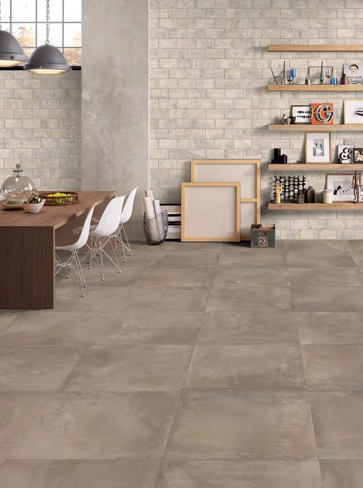 Wall: Avana Nat. 12,5x25 Floor: Terra Nat. Rett. 60x60 Kotto XL Serie Effetto Legno Emilceramica Piastrelle & Mosaici