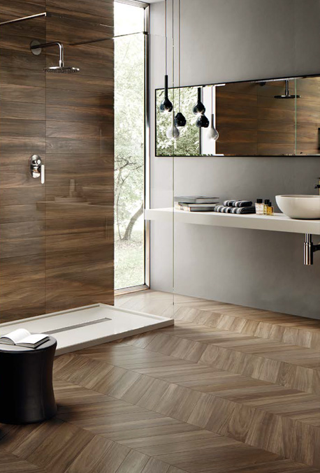 Nut Chevron Nat. 11x54 + Nut Nat. 15x90 Sleek Wood Serie Effetto Legno Emilceramica Piastrelle & Mosaici