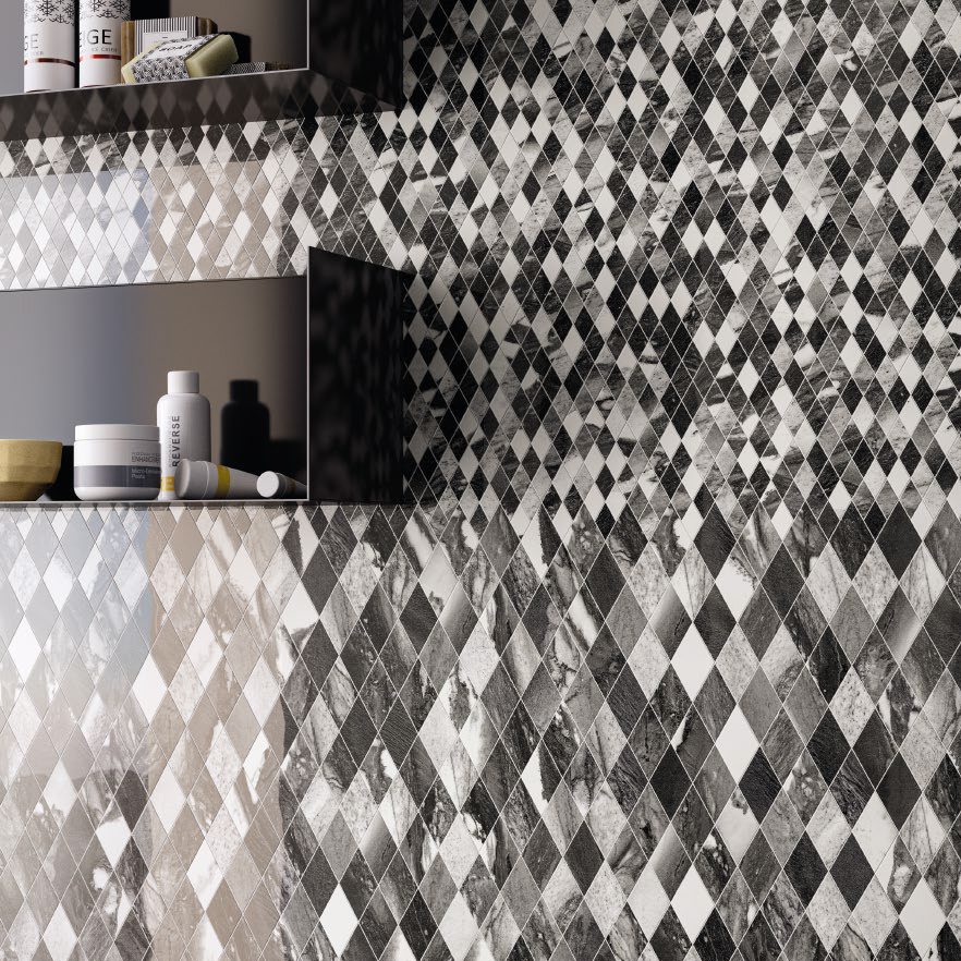 Wall: Calacatta Renoir Losanghe XS XL 28,2x29,1 Superfice Lappato Lucido o Naturale Gres Porcellanato Rettificato Tele di Marmo Serie Emilceramica Piastrelle & Mosaici