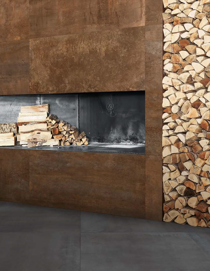 Corten Nat. Rett. 60x120 + Calamine Nat. Rett. 80x80 Metal Style Serie Effetto Metallo Ergon Piastrelle & Mosaici