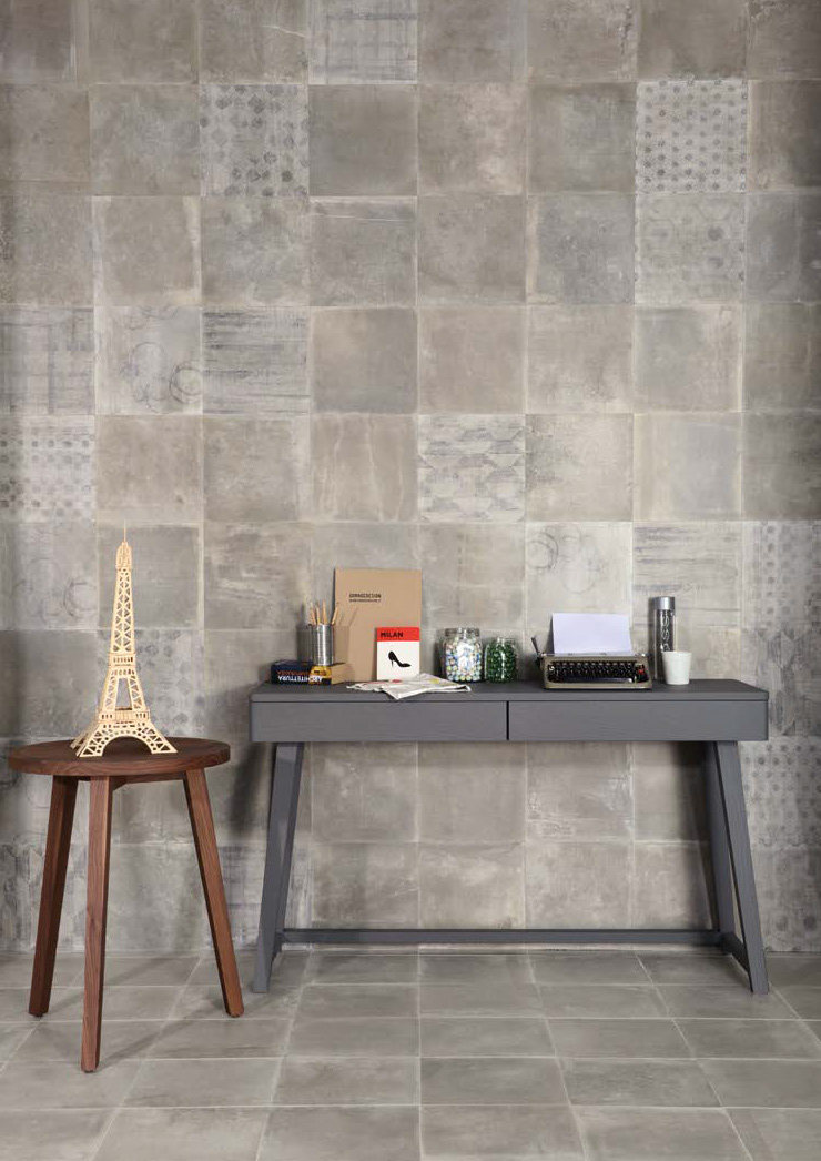 Grey Nat. Rett. 30x30 + Veil Grey Nat. Rett. 30x30 Dust Serie Effetto Pietra Provenza Piastrelle & Mosaici