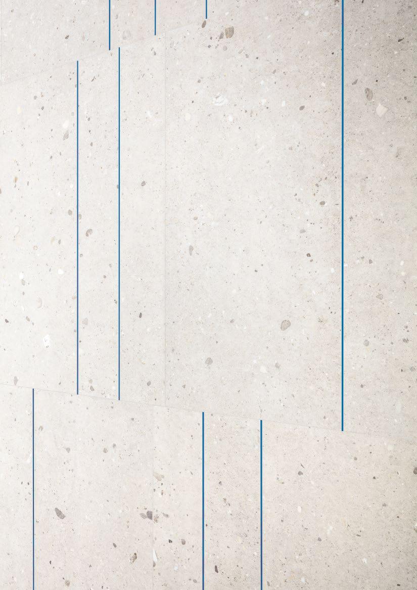 Avorio Nat. Rett. 60x120 + Listello Blu Elettrico 0,5x119,8 Ego Serie Effetto Pietra Provenza Piastrelle & Mosaici