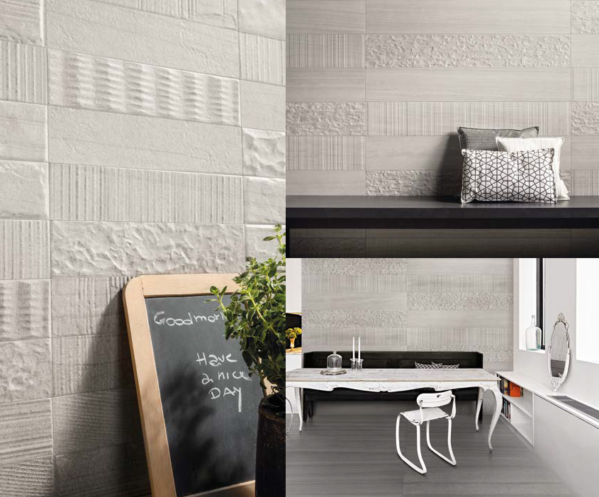 Triple Light Grey 20x120 + Brick Medley Light Grey 6x25 Evo-Q Serie Effetto Pietra Provenza Piastrelle & Mosaici