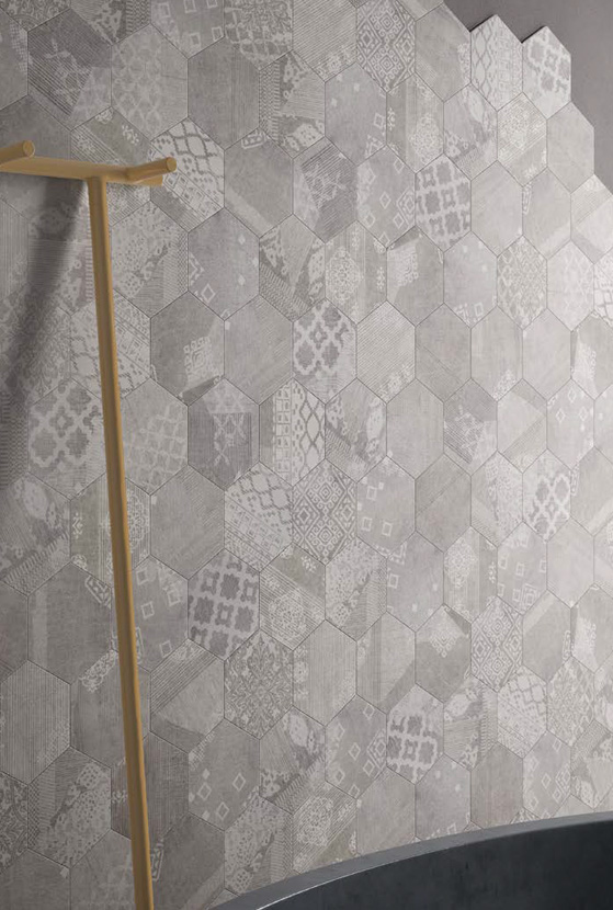 Pearl Grey Nat. Esagona Patchwork 25,5x29,4 Gesso Serie Effetto Pietra Provenza Piastrelle & Mosaici