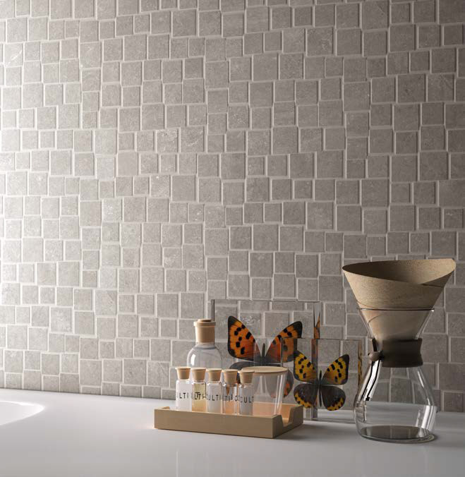 Mosaico Penta Bright Grey Nat. 33x28,7 Groove Serie Effetto Pietra Provenza Piastrelle & Mosaici