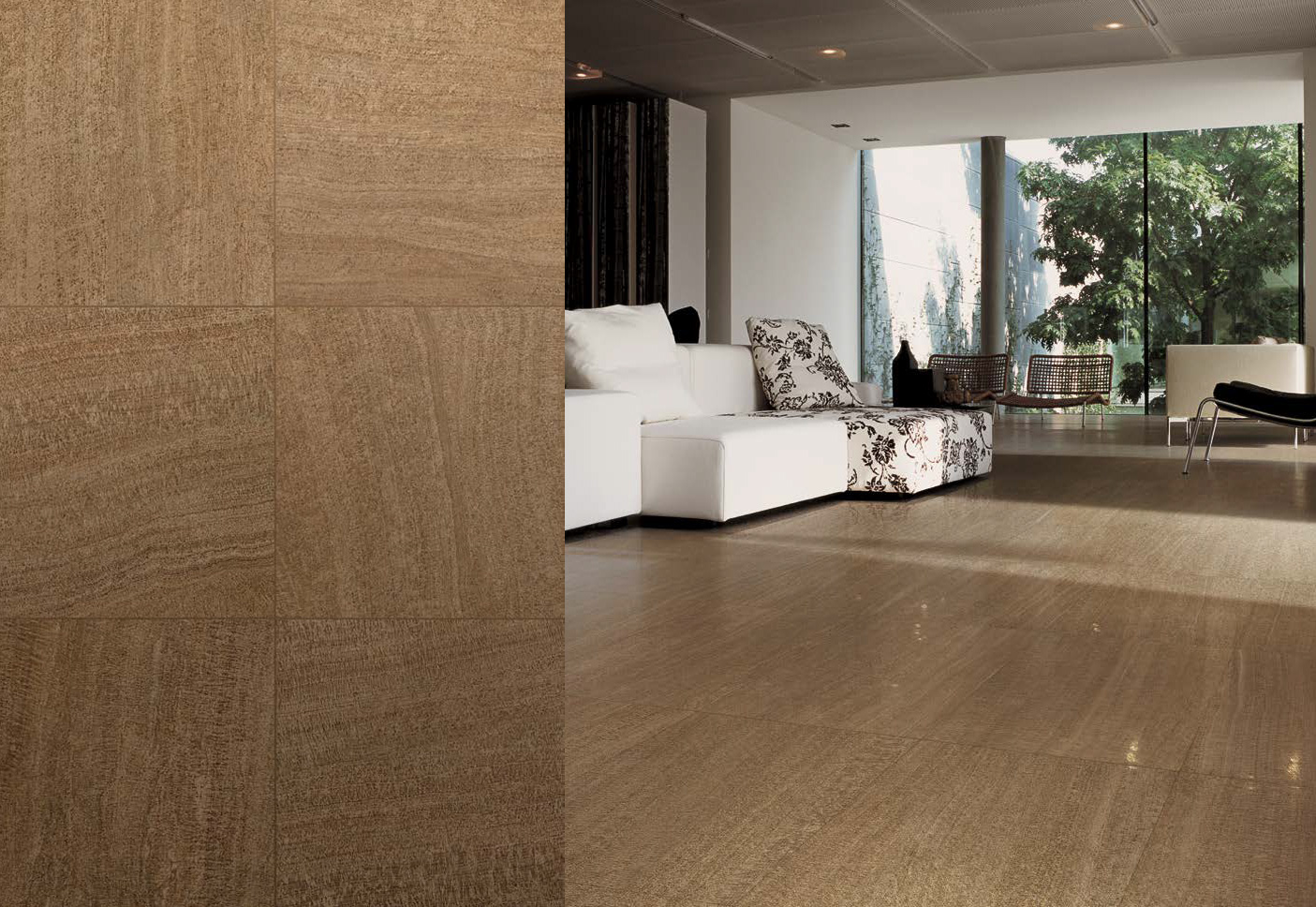 Walnut 60x60 Lappato + Walnut 60x60 Naturale Rettificato Q-Stone Serie Effetto Marmo Provenza Piastrelle & Mosaici