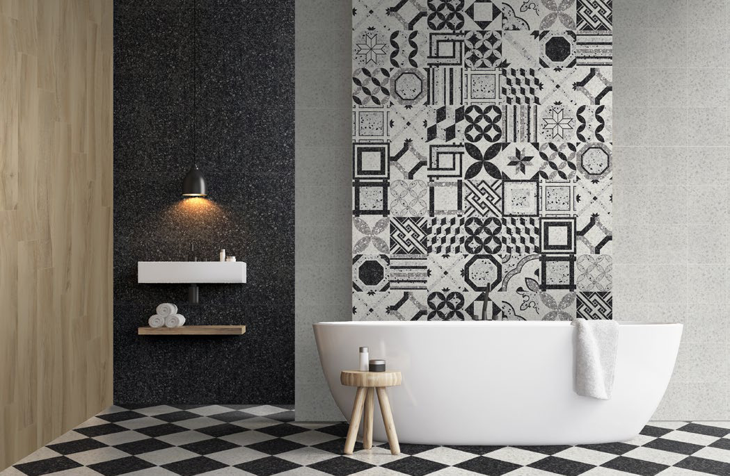 Bianco 21,6x21,6 + Nero 21,6x21,6 + Decori Black & White 21,6x21,6 Gres Porcellanato Rettificato Marmette Serie Cementi Savoia Italia Piastrelle & Mosaici